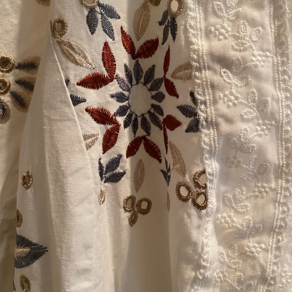 French connection size 2 Sz S BITON embroidered cotton mini summer white multi - Picture 6 of 11